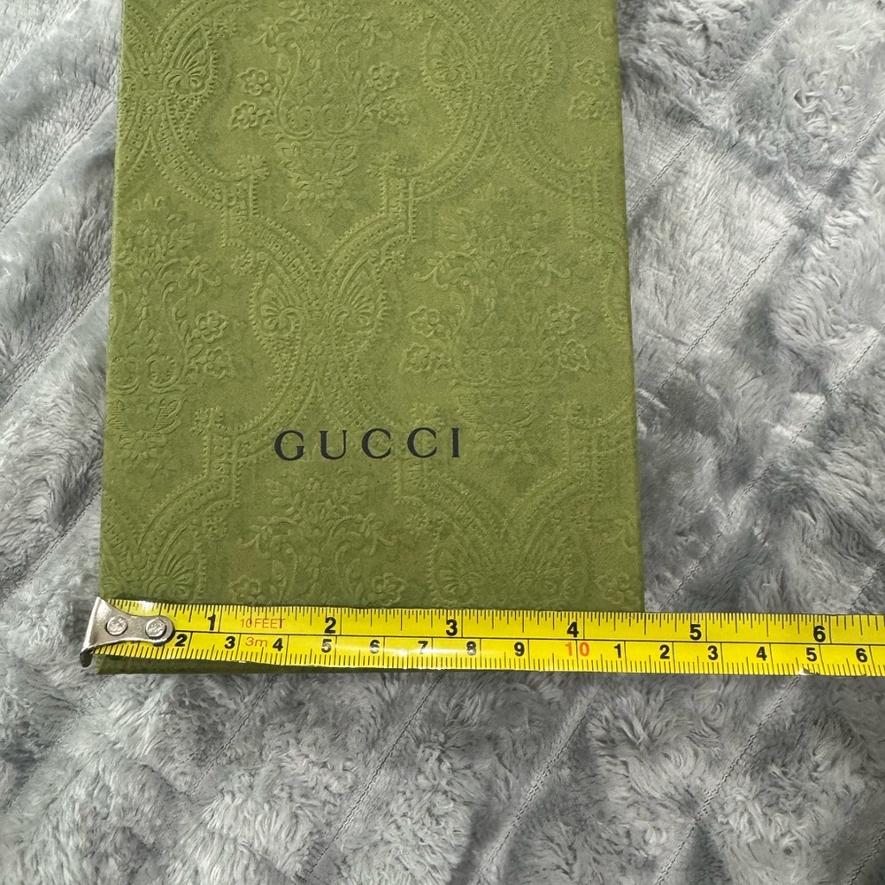 Gucci Olive Green Embossed Gift box with White Gucci Ribbon